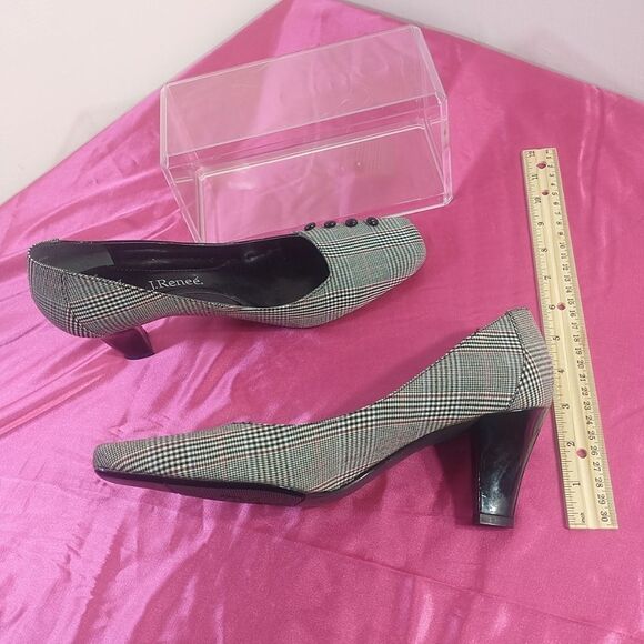 J Renee Womens SZ 8.5 M Shoes Pumps Black / Red Plaid. Condition is Pre-owned - Picture 8 of 9